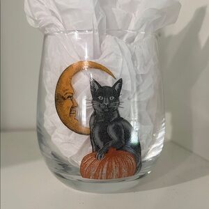 Halloween Cat and Moon Glass